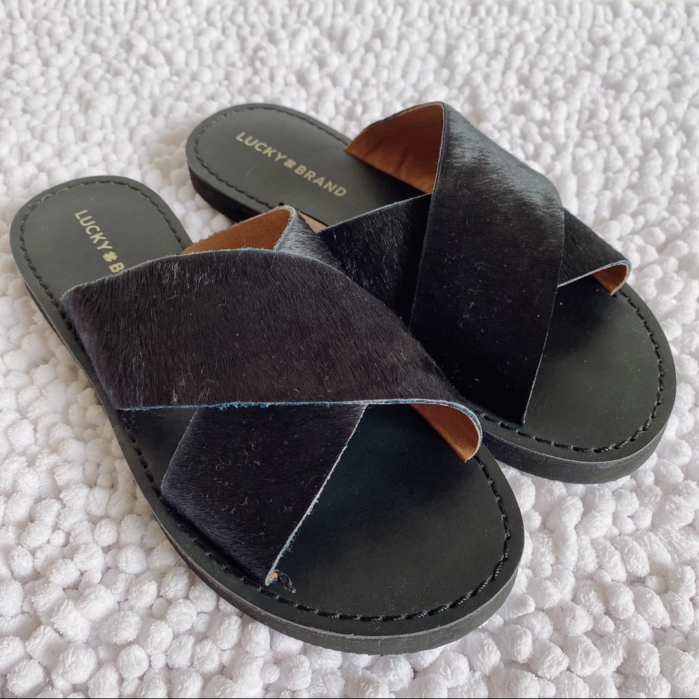 Lucky Brand Black haircalf sandal size 7.5 M